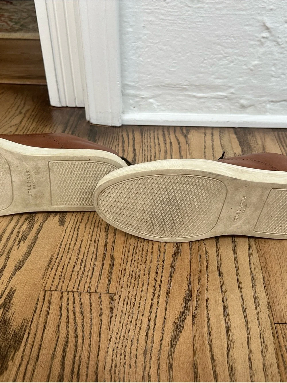 Cole Haan Brown Leather Lace-Up Oxfords with White Sole